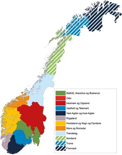 Forslag til kart for nye regioner