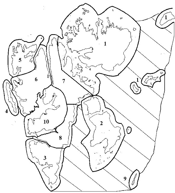 Figur 8.1 Kart over forvaltningsområdene på Svalbard