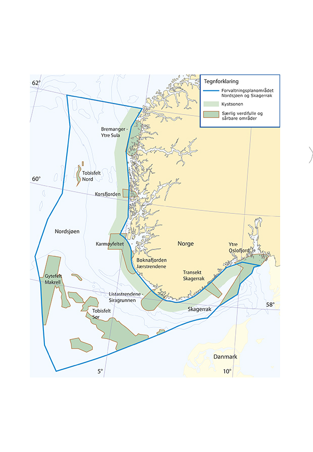 Figur 3.15 Særlig verdifulle og sårbare områder i Nordsjøen og Skagerrak
