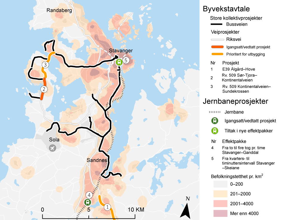 Figur 11.23 Prosjekter og tiltak på Nord-Jæren.