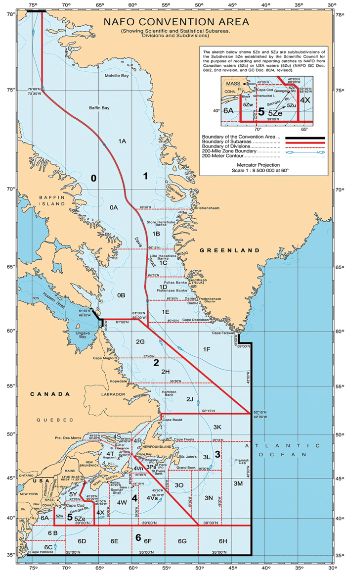 Figur 3.2 NAFO’s konvensjonsområde