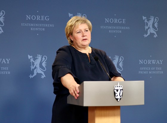 Erna Solberg pressekonferanse