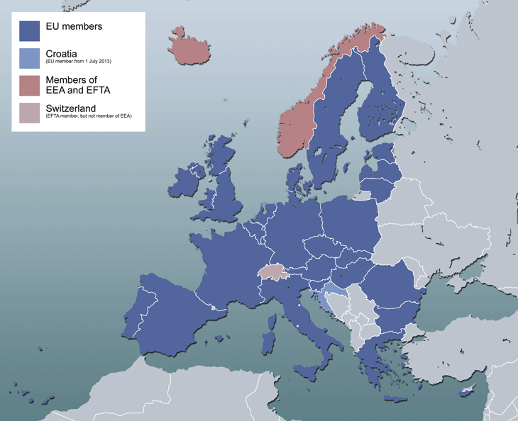 Figure 1.1 Map of the EU/EEA 
