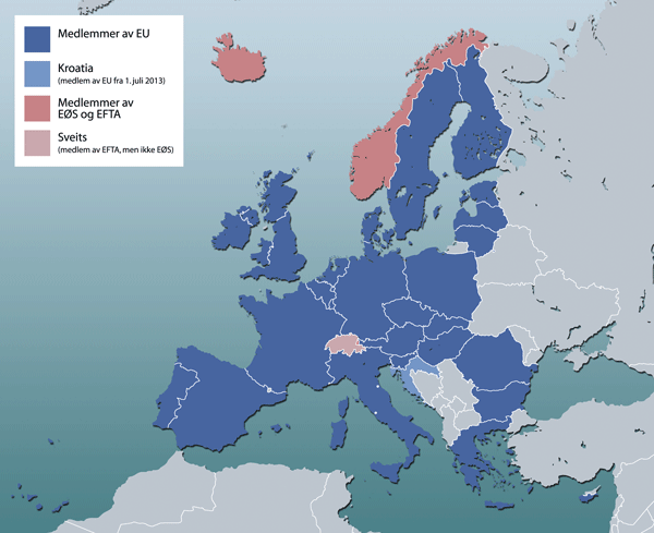 Figur 1.1 Kart over EU/EØS 
