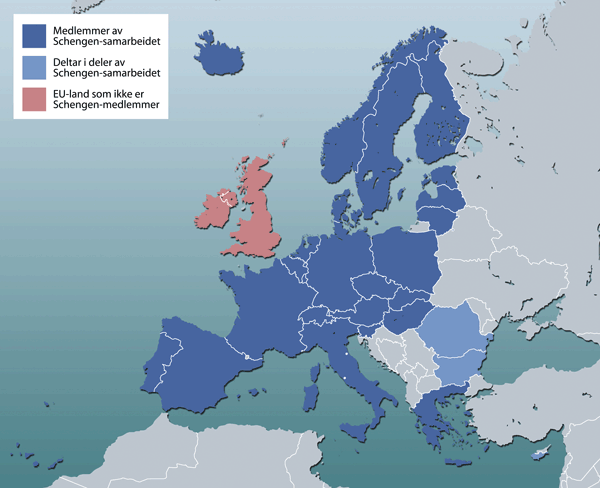 Figur 3.11 Kart over Schengen-området 