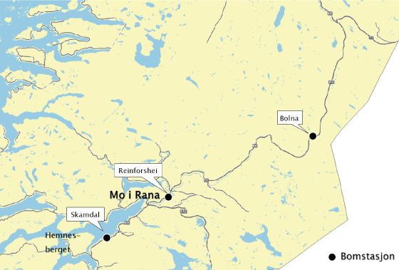 Figur 3.1 E6 Helgeland nord – plassering av bomstasjoner 
