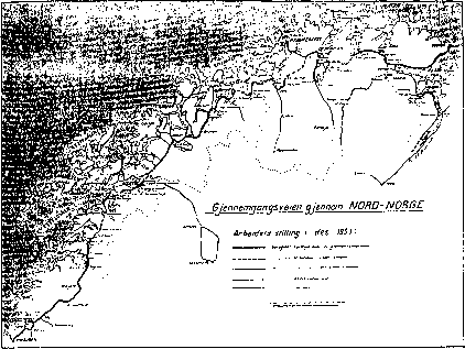 Figur 4-10.2 Gjennomgangsveien gjennom Nord-Norge pr. 1938: