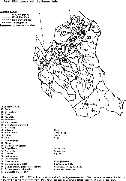 Figur 3-2-2 Kart over Vest-Finnmark reinbeiteområde