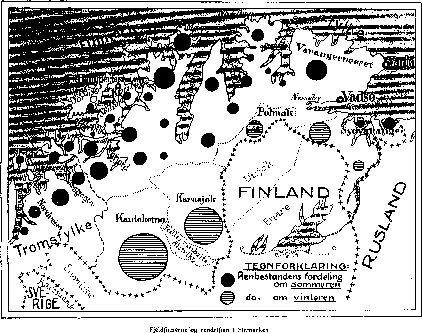 Figur 4-2.1 Reinbestandens fordeling på vinter- og sommerbeiter 1920:
