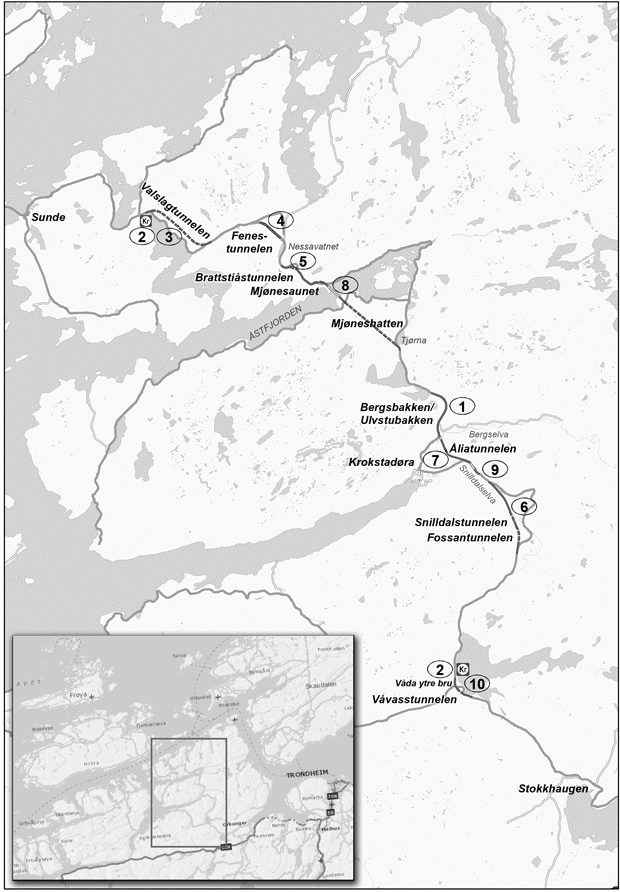 Figur 2.1 Lokalt prioriterte prosjekt og tiltak på fv 714 Stokkhaugen – Sunde 
