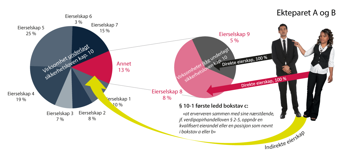 Figur 10.1 Illustrasjon av direkte og indirekte eierskap