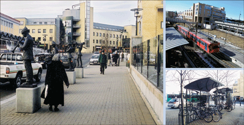 Figure 4.6 Bekkestua with new dwellings and businesses around the public transportation node, including the metro station and a new bus terminal.