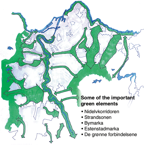 Figure 4.8 Proposed Masterplan for green-structure strategy for Trondheim.