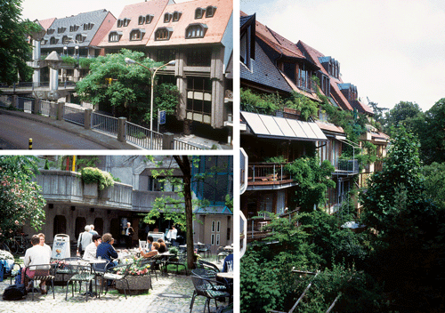 Figure 5.15 A combination of housing and parking garage in Freiburg, Germany. The building functions as a noise reduction construction against the quiet zone in the city-centre. The exit from the parking garage leads directly to the pedestrian zone of the city-c...