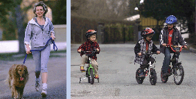 Figur 3.6 Mosjon og lek i byen. Det er viktig å legge til rette for fysisk aktivitet.