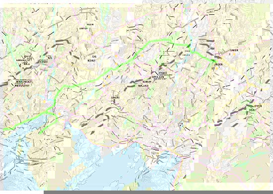 Figur 4.4 Foreslått sammenhengende grønn sykkelrute Sjølyst - Sinsen.