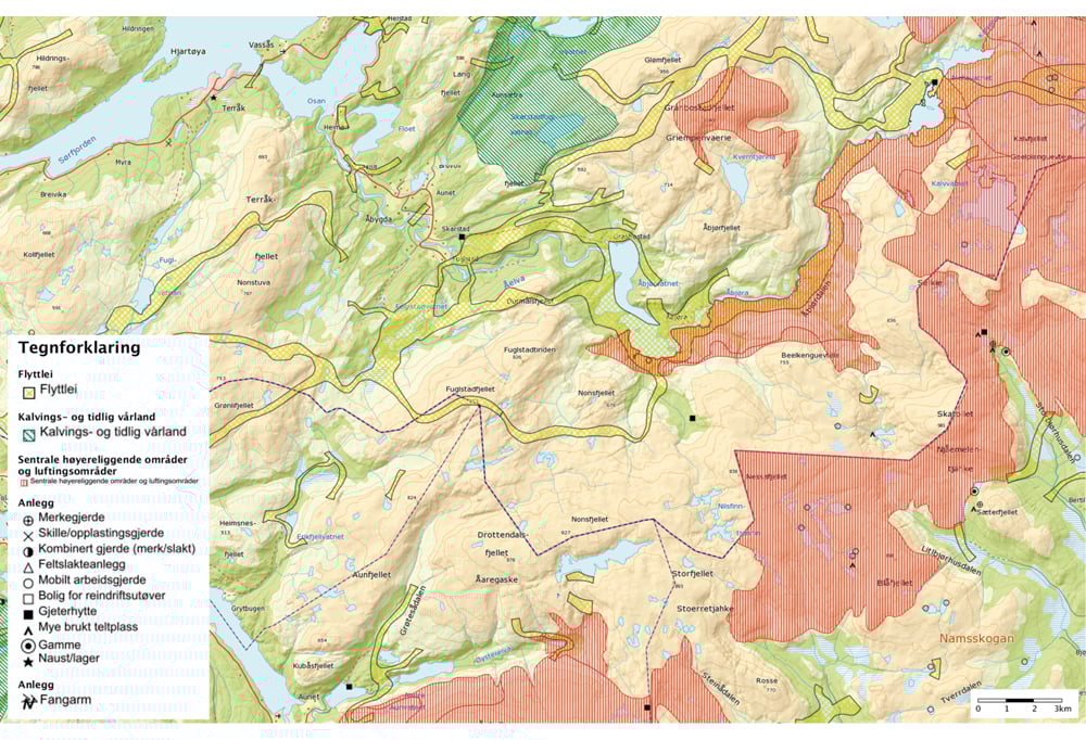 Figur 9.2 Reindriftens arealbrukskart. 
