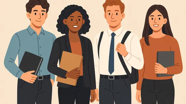 Illustrasjon av unge arbeidstakere