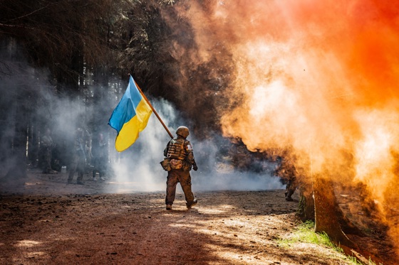 Ukrainsk soldat under opptrening i Storbritannia