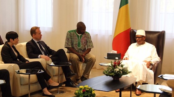 Ine Eriksen Søreide og Børge Brende hadde et møte med Malis president Ibrahim Boubacar Keïta for å diskutere situasjonen i regionen.