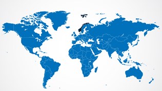 World map with Norway highlighted