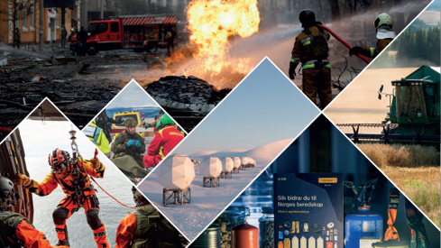 Kollasje av motiver relatert til samfunnssikkerhet og beredskap