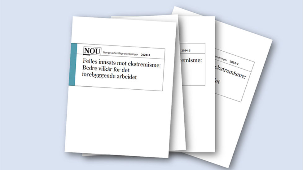 Illustrasjon med flere forsider av NOU-en