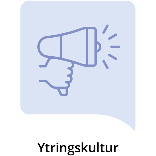 Tegning av en megafon med teksten "Ytringskultur" under.