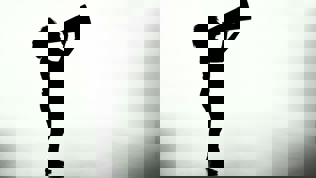 Illustrasjonsbilde av en kvinne i sort silluett med en megafon i hendene.