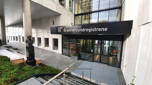 Bilde av inngangspartiet til Brønnøysundregistrene