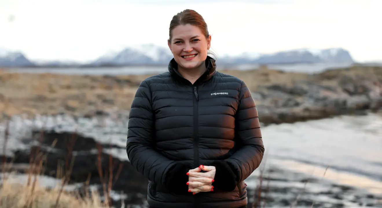 Næringsminister Cecilie Myrseth på Andøya i forkant av oppskytingen.