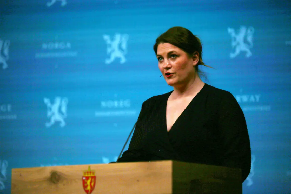 Næringsminister Cecilie Myrseth presenterer Statens eierrapport 2025.