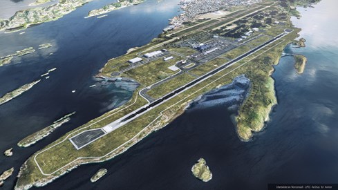 Illustrasjon av ny lufthavn i Bodø