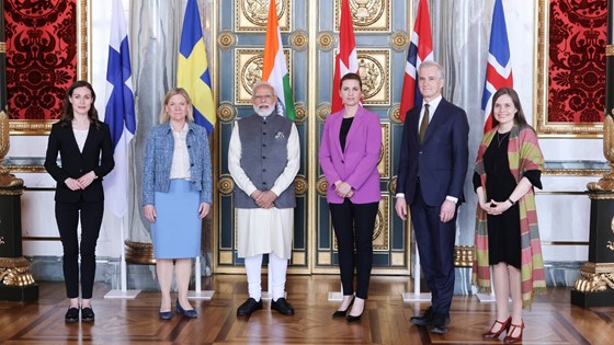Narendra Modi and the nordic prime ministers i Copenhagen