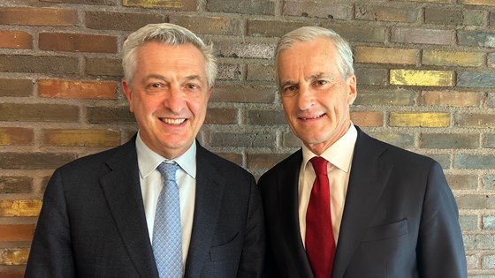 FNs høykommissær for flyktninger, Filippo Grandi og statsminister Jonas Gahr Støre