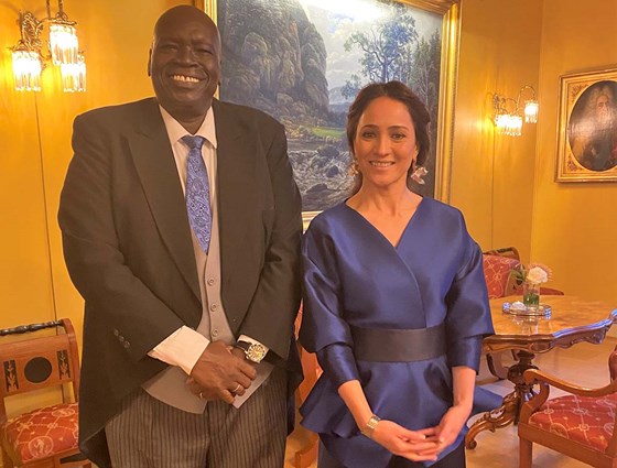 Sør-Sudans ambassadør, H.E. herr Walla Jabi og Colombias ambassadør, H.E. fr. Bernal Rodriguez. Foto: Tonje Røed, UD