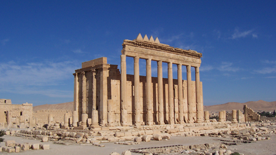 The Temple of Bel in the historical city of Palmyra before its destruction in 2015.