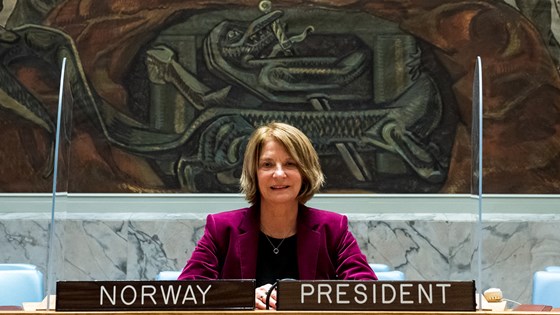 Norges FN-ambassadør Mona Juul leder Sikkerhetsrådet i januar. Foto: FN