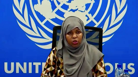 Dr. Shukria Dini  talte kvinnenes sak på møtet om Somalia. Foto: FN