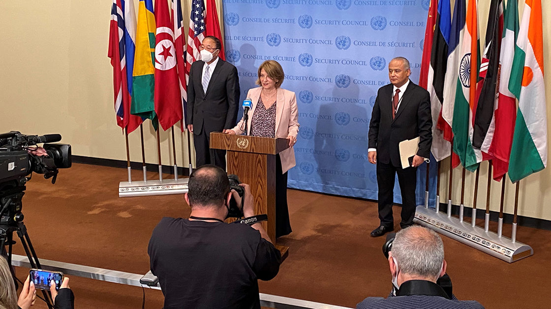 Norge, Tunisia og Kina tok sammen initiativ til tre rådsmøter om situasjonen i Midtøsten forrige uke. De samme landene arrangerte et fellesmøte med pressen på søndag. Foto: UD