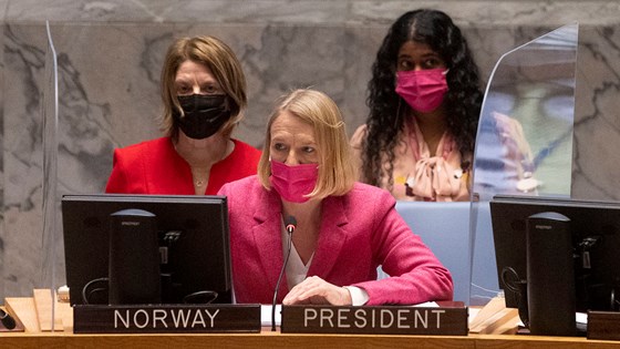 Utenriksminister Anniken Huitfeldt ledet møtet om trusler og represalier mot kvinner som engasjerer seg for fred. Foto: Pontus Höök, FN-delegasjonen
