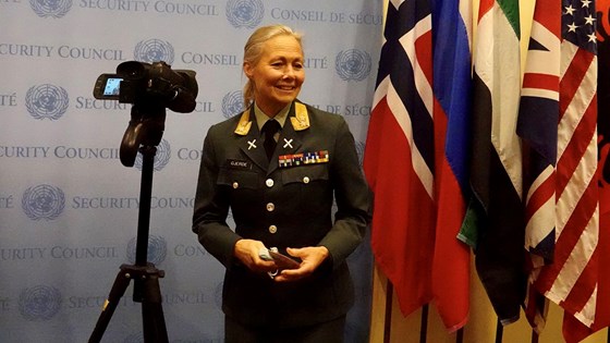 Generalmajor Ingrid Gjerde er styrkesjef for FNs fredsbevarende styrke på Kypros. Denne uken ble mandatet forlenget.   Foto: FN-delegasjonen