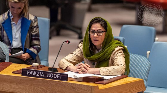 Fawzia Koofi, representant for det afghanske sivilsamfunnet. Foto: FN 