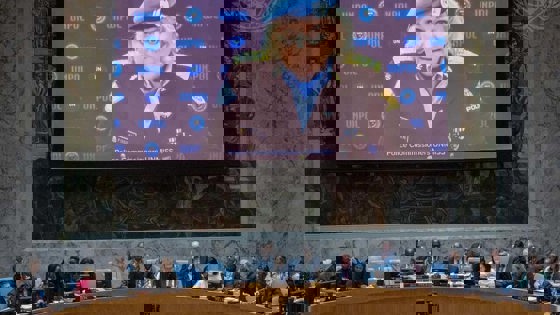 Christine Fossen orienterte Sikkerhetsrådet om situasjonen i Sør-Sudan. Foto: FN