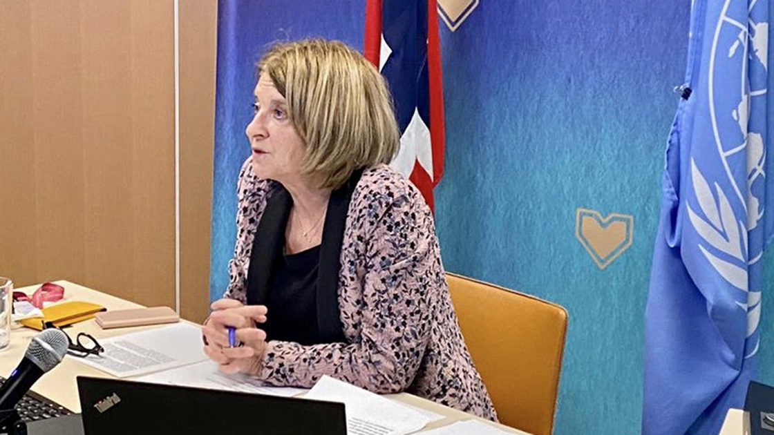 På møte i Sikkerhetsrådet fordømte FN-ambassadør Mona Juul kuppet i Myanmar.  Foto: Astrid sehl, UD