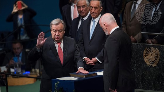António Guterres har sagt seg villig til å ta en ny fem-års periode som generalsekretær. Foto: Amanda Voisard, FN