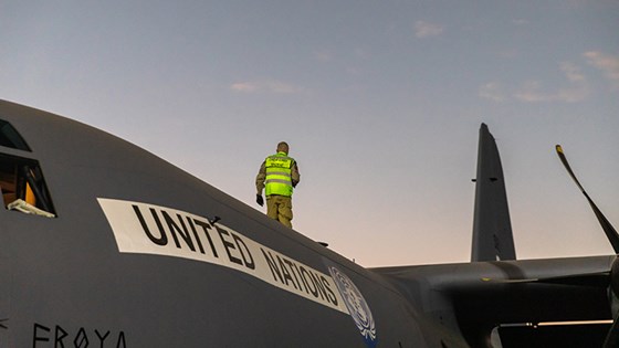 Det norske transportflyet C-130J Hercules var på sitt første oppdrag for FN i Mali (Minusma) samme dag som Sikkerhetsrådet møttes om situasjonen i landet. Foto: Onar Digernes Aase, Forsvaret