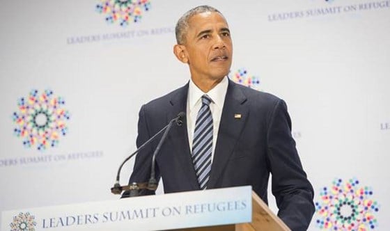 President Obama holder innlegg på toppmøtet om migrasjon og flyktninger. Foto: Rick Bajornas, FN
