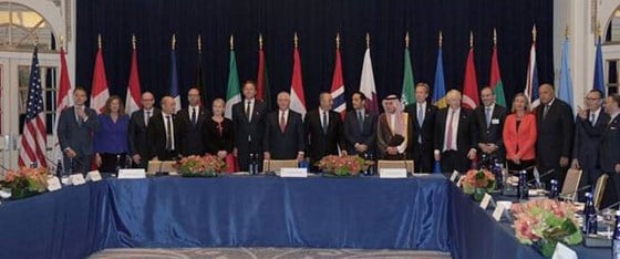 Utenriksminister Børge Brende deltok i et ministermøte om Syria arrangert av USAs Rex Tillerson. Foto: Twitter/@MajaEUspox