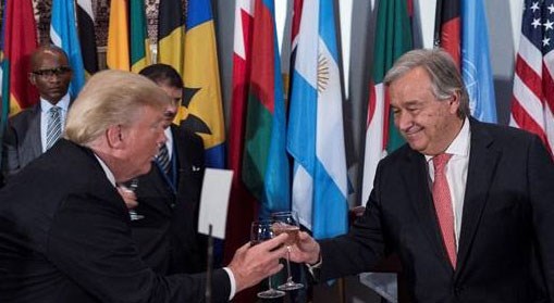 President Donald Trump og generalsekretær António Guterres i FN